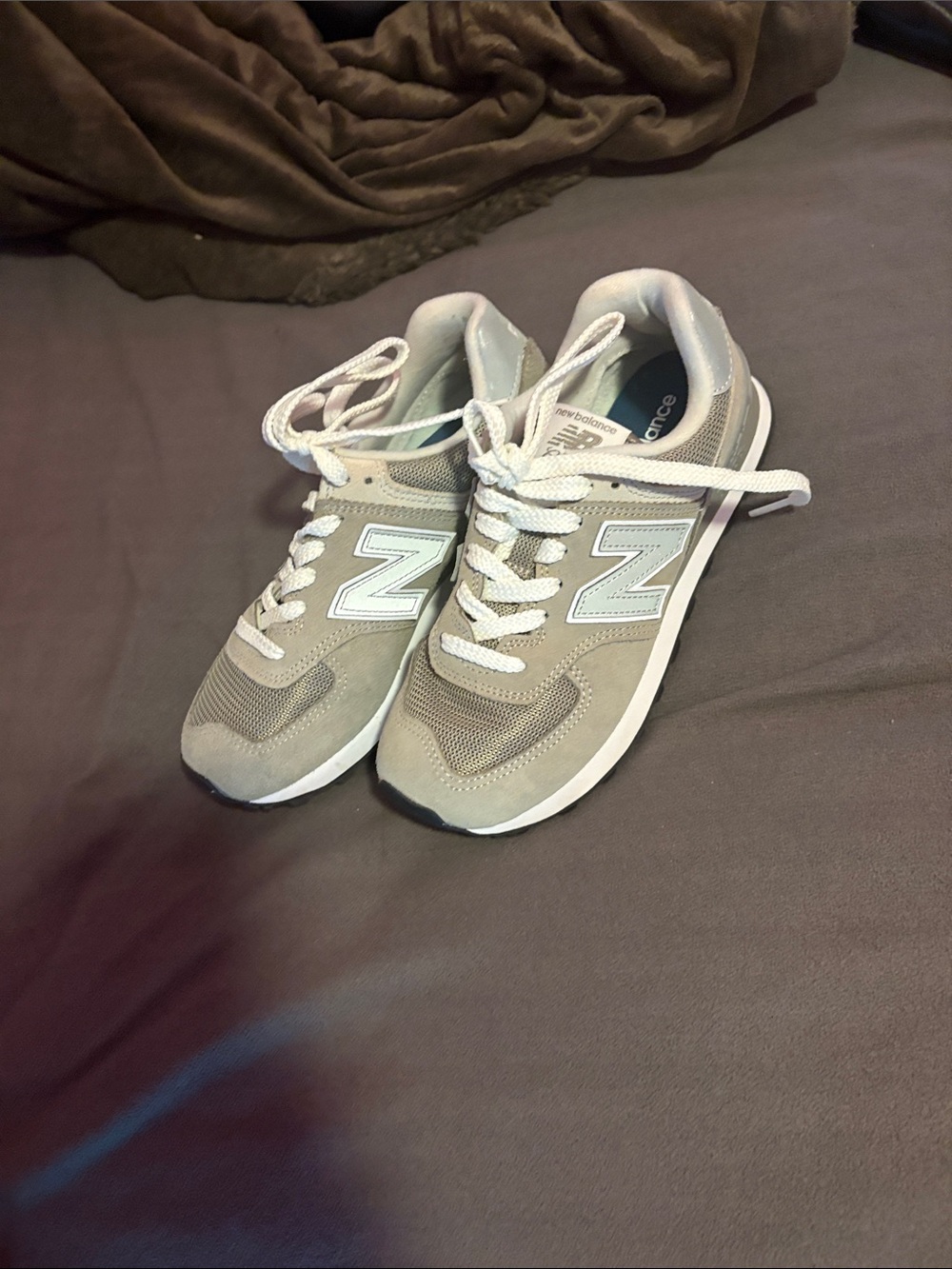 New Balance Light Grey Suede & Mesh Sneakers